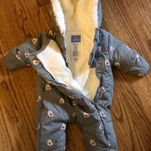 Jacadi Baby Bunting! Size 3m. Grey with an absolutely adorable bird pattern.